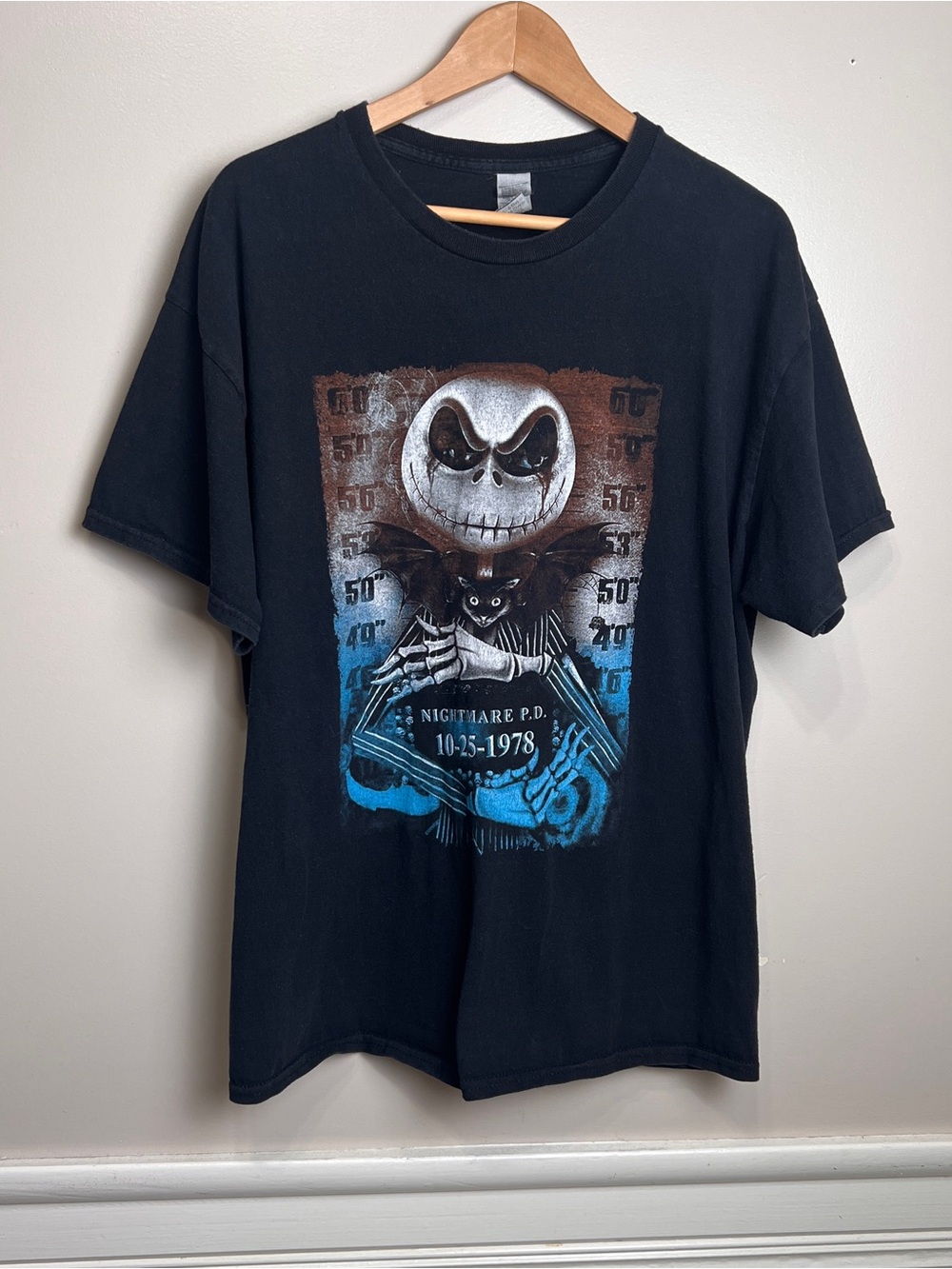 Nightmare Before Christmas Jack Skellington XL Black Cotton Gildan T-shirt